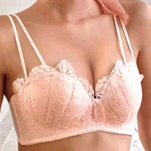 🌸 Blush Pink Floral Lace Bralette | Strappy Back | S-M-L